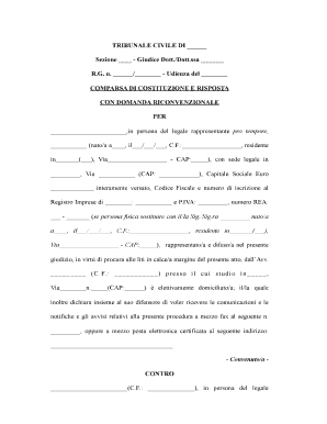 Comparsa Di Costituzione E Risposta  Form