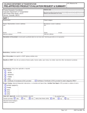  PRE APPROVED PRODUCT EVALUATION REQUEST & SUMMARY 2016-2024