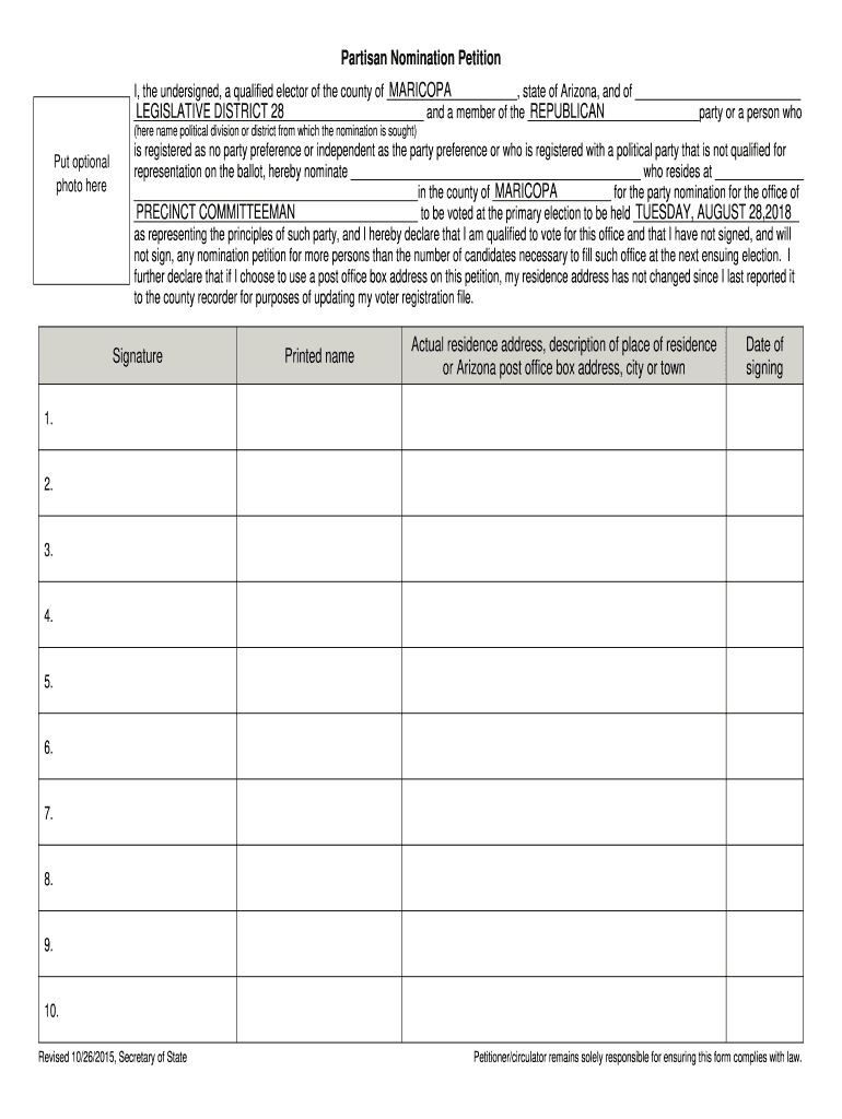  Partisan Nomination Petition Azld28gop Org 2015-2024