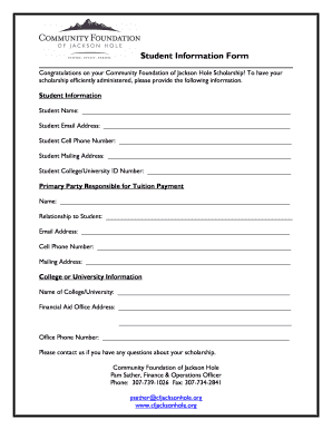 Student Information Form PDF
