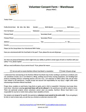  Volunteer Consent Form Northern Illinois Food Bank 2017