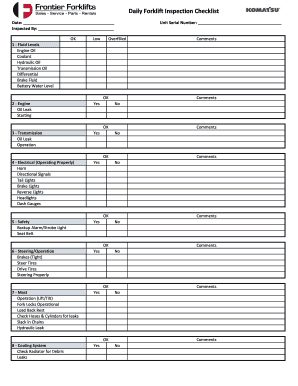 Forklift Checklist Excel  Form