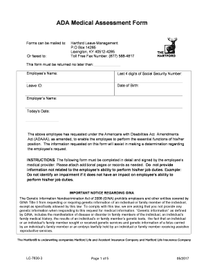 The Hartford Ada Medical Assessment Form