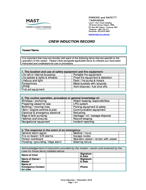 Crew Induction Form