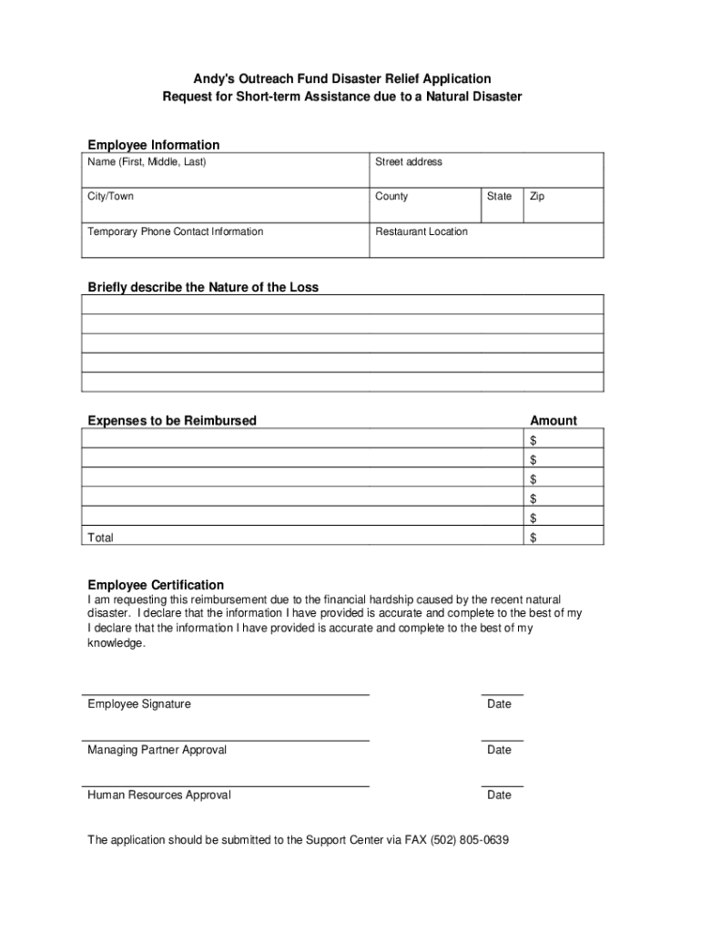 Andy&#039;s Outreach  Form