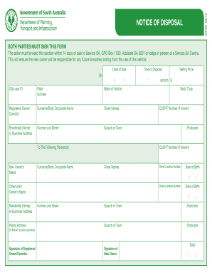 Notice of Disposal Sa  Form