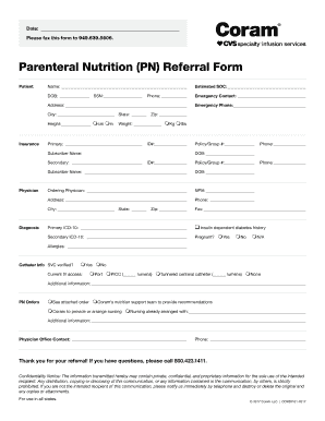 Parenteral Nutrition PN Referral Form Coram