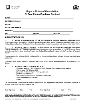 Termination of Real Estate Contract by Buyer Sample Letter  Form