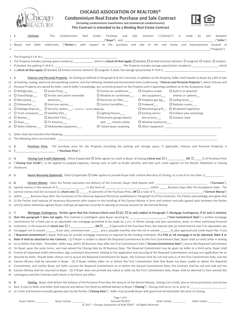 Chicago Association Of Realtors Forms Fill Out and Sign Printable PDF