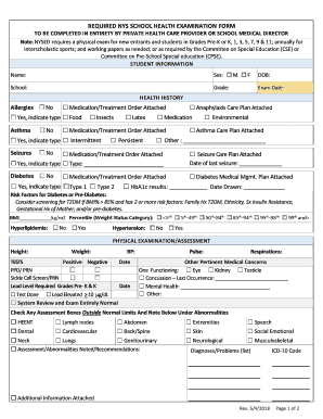 Health Examination  Form