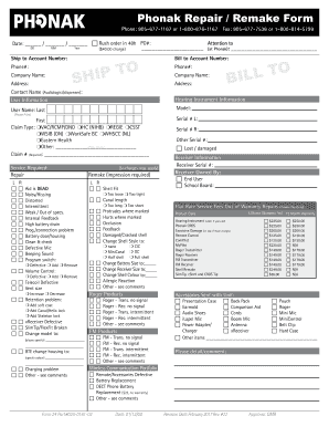  Phonak Repair Form 2017-2024