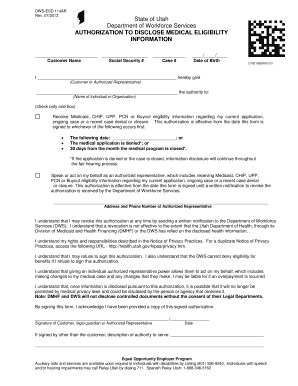 State of Utah Department of Workforce Services AUTHORIZATION  Form