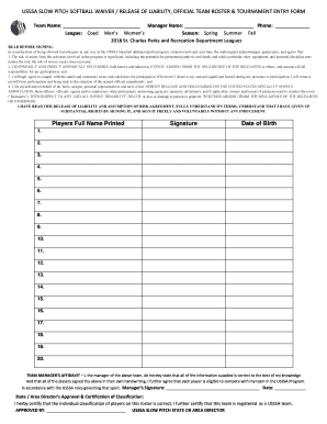  Usssa Softball Waiver Form 2018