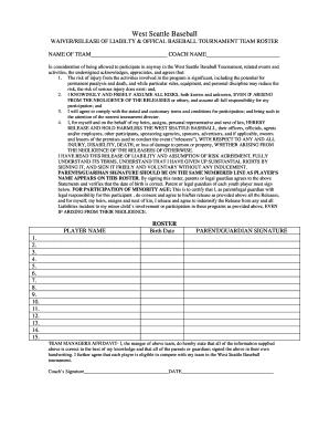 Tournament Liability Form