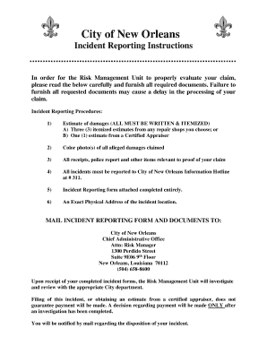 Physical Damage Incident Report  Form