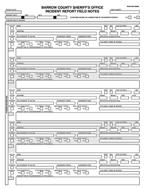 Barrow County Sheriff Incident Reports  Form