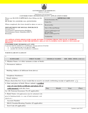 Bermuda Pension Application Form