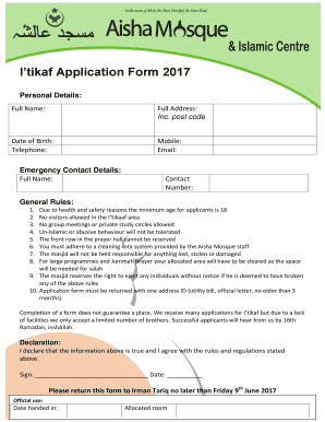 Itikaf Form