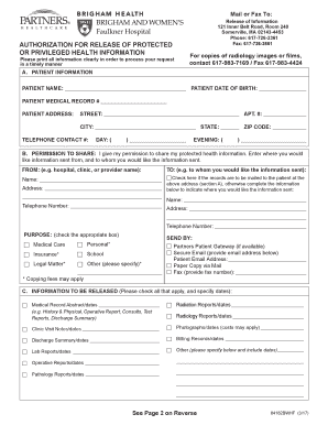 Faulkner Hospital Medical Records  Form
