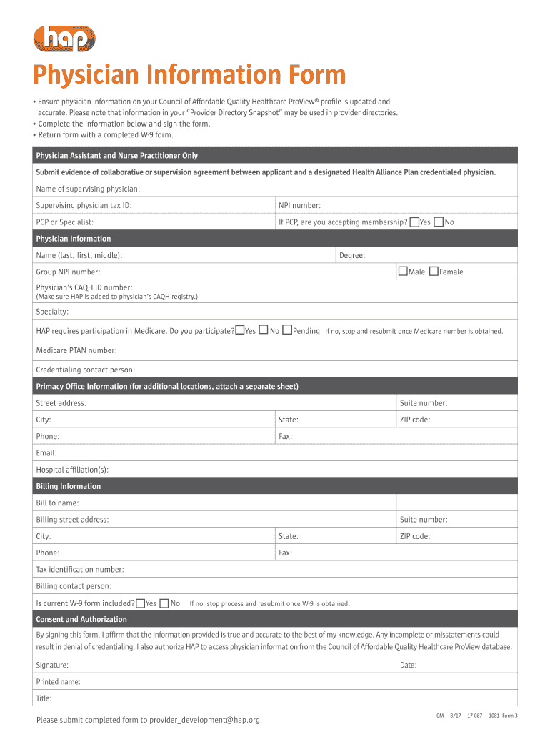 Form Physician Information