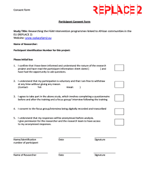 Participant Consent Form Study Title Researching the