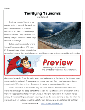 Terrifying Tsunamis Worksheet Answers  Form