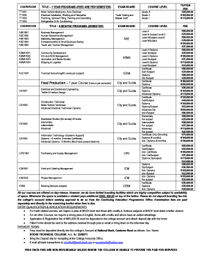 Soche Technical College Application Form PDF Download