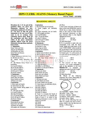 Ibps Clerk Mains Memory Based Paper  Form