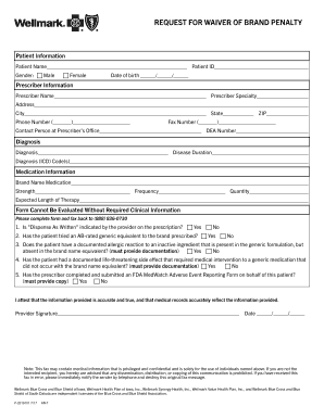 Get and Sign P 2319101 Request for Waiver of Brand Penalty  Form