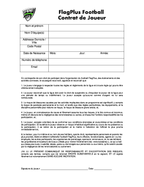 Contrat Football  Form