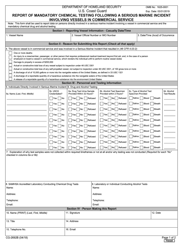  Uscg 2692b Form 2018-2024