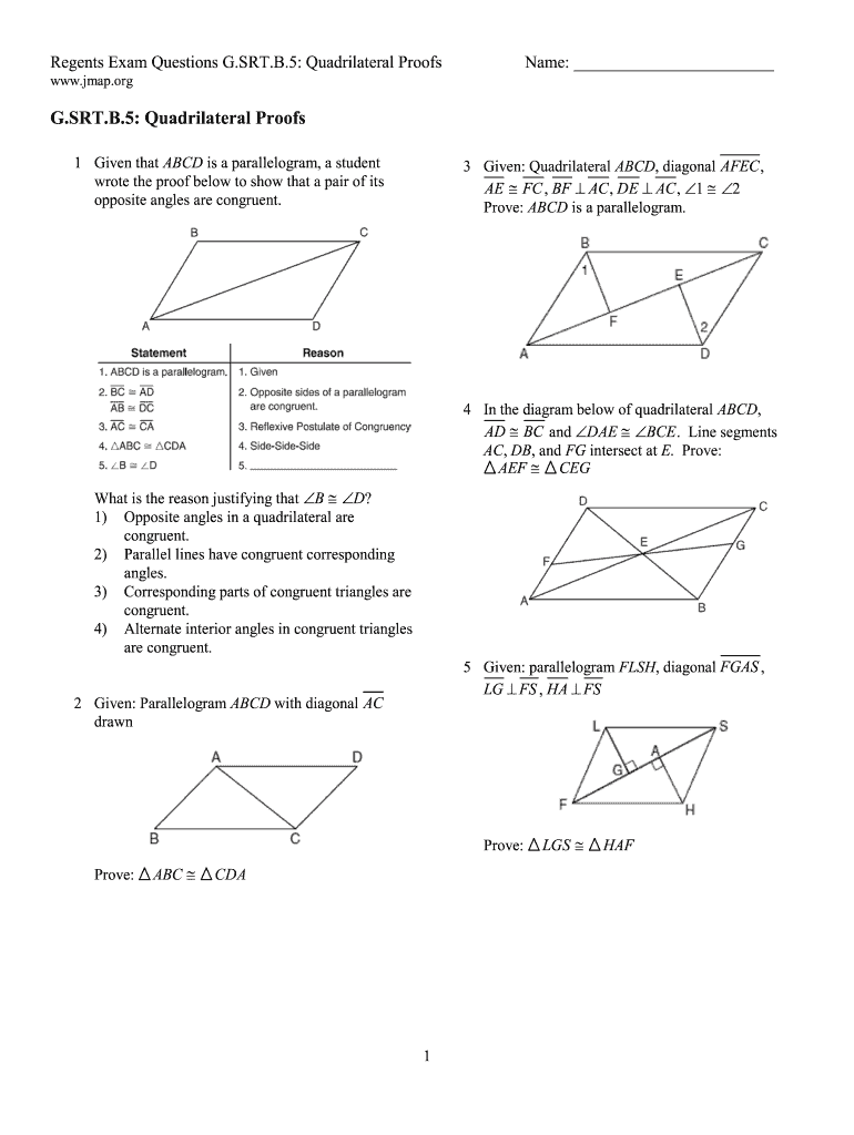 Get and Sign Quadrilateral Proofs  Form