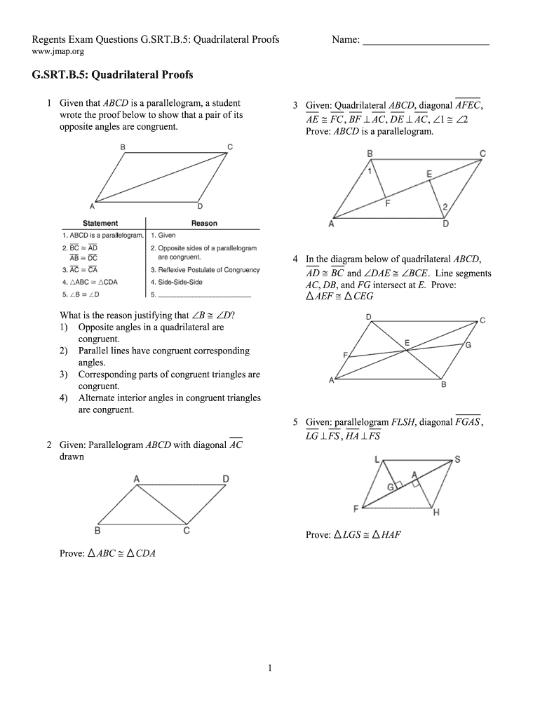 Quadrilateral Proofs  Form