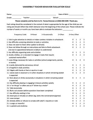 Vanderbilt Grading Scale  Form