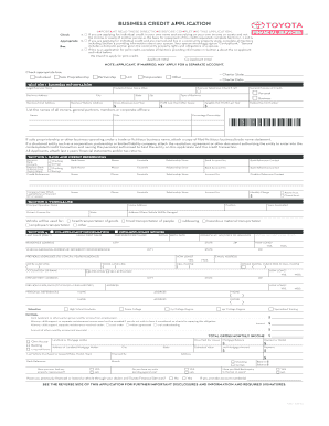  Toyota Business Credit Application 2014-2024