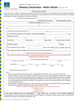 Statutory Declaration Motor Vehicle  Form