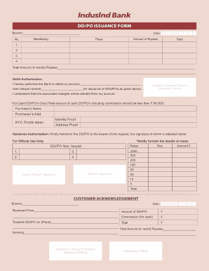 Indusind Bank Signature Verification Form