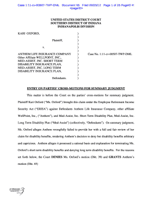 Case 111 Cv 00507 TWP DML Document 65 Filed 092512 Page 1 of 35 PageID #  Form