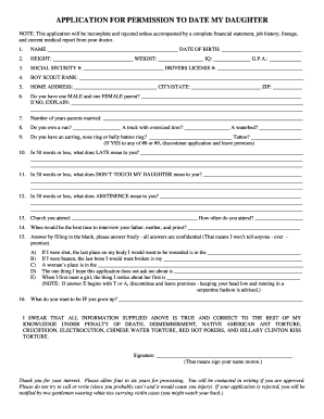 Application Permission Date Daughter  Form