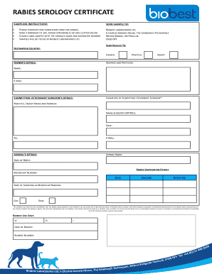 RABIES SEROLOGY CERTIFICATE  Form