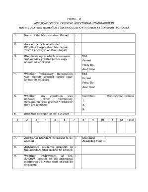 FORMD APPLICATION for OPENING ADDITIONAL