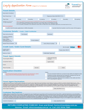 Layby Form Template