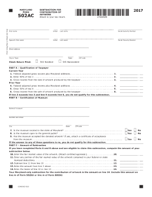 Maryland Form 502AC