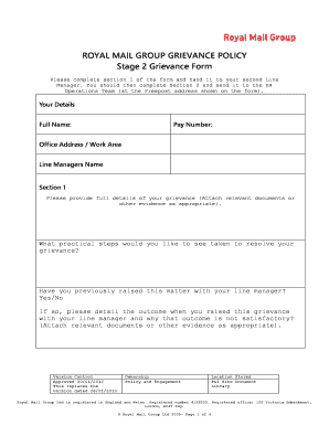 Royal Mail Grievance Form