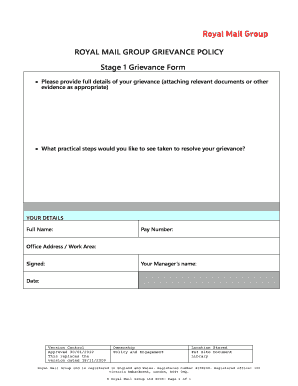 Royal Mail Grievance Form
