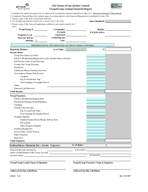  F 31 TroopGroup Annual Financial Report Troops and Groups Must Submit This Form to the Community Financial Specialist by May 31  2017-2024