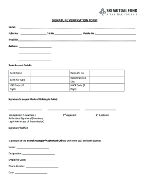 Sbi Signature Verification Form