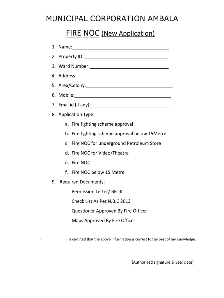 Noc by Municipality Panchayat  Form