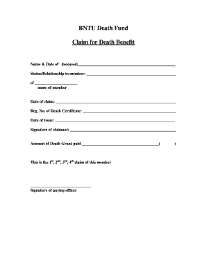 BNTU Death Fund  Form