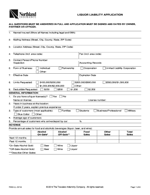 P433 LL 514 LIQUOR LIABILITY APPLICATION  Form